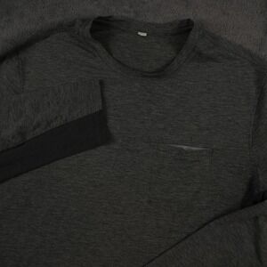 Lululemon Long Sleeve Shirt Mens XL Gray Black Performance Activewear Pocket